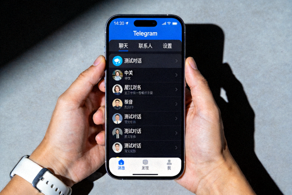 iPhone手机Telegram应用成功显示中文界面的截图