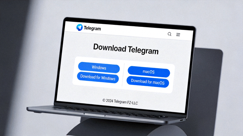 Telegram官方网站下载页面截图，显示Windows和macOS的下载按钮