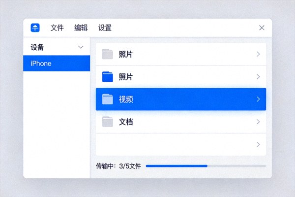 通过电脑向iPhone传输文件所使用的管理工具界面截图
